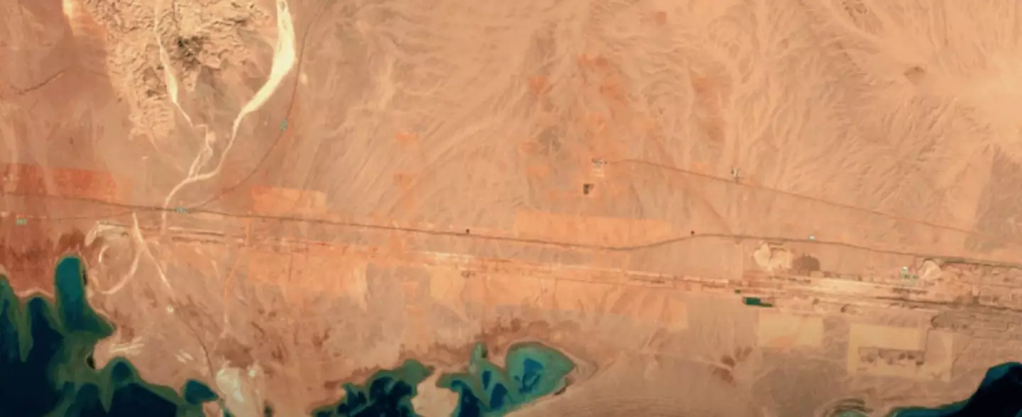 You can even see the construction from satellites. (YouTube/The Line)