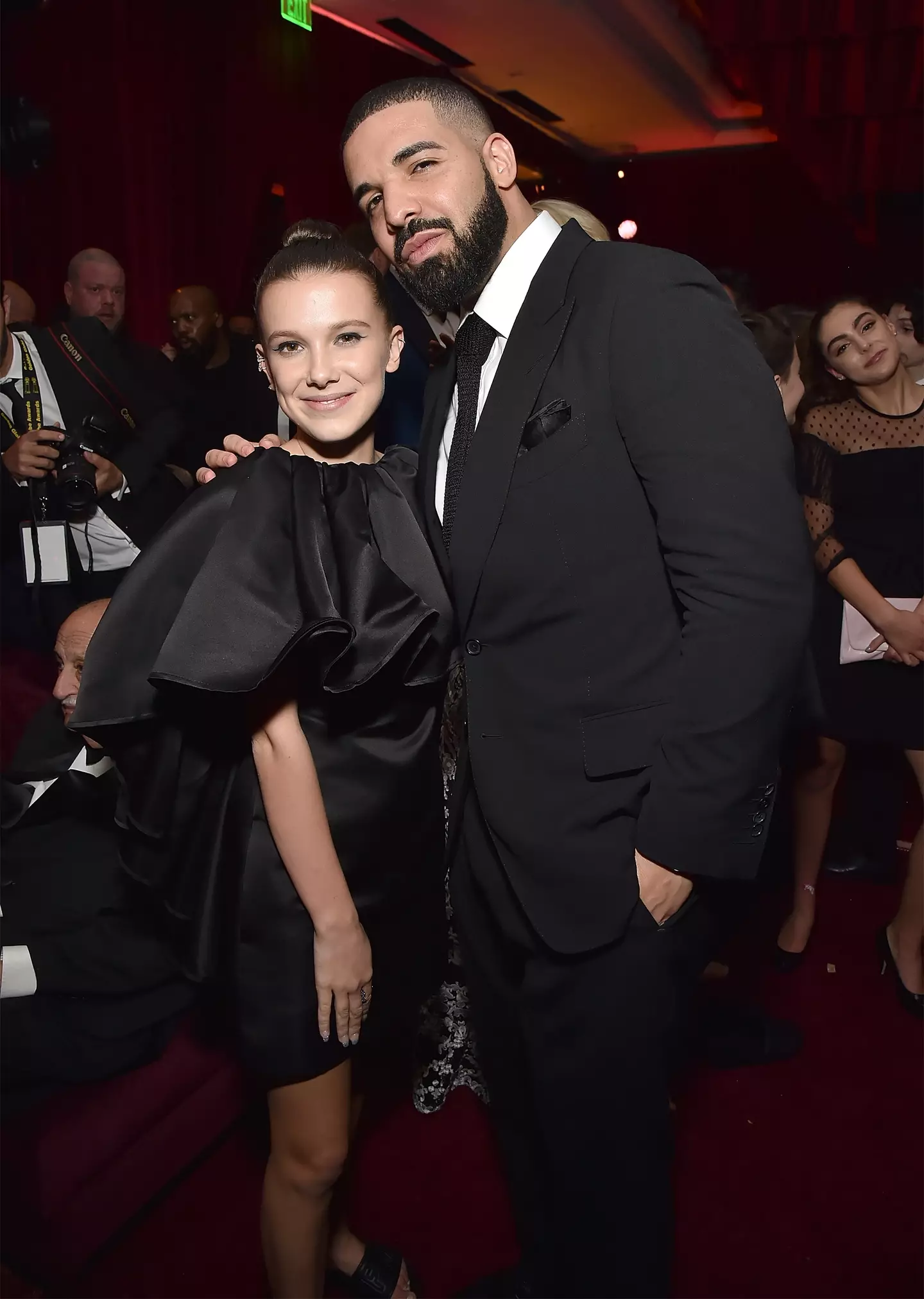Millie Bobby Brown and Drake in 2018. (Kevin Mazur/Getty Images for Netflix)