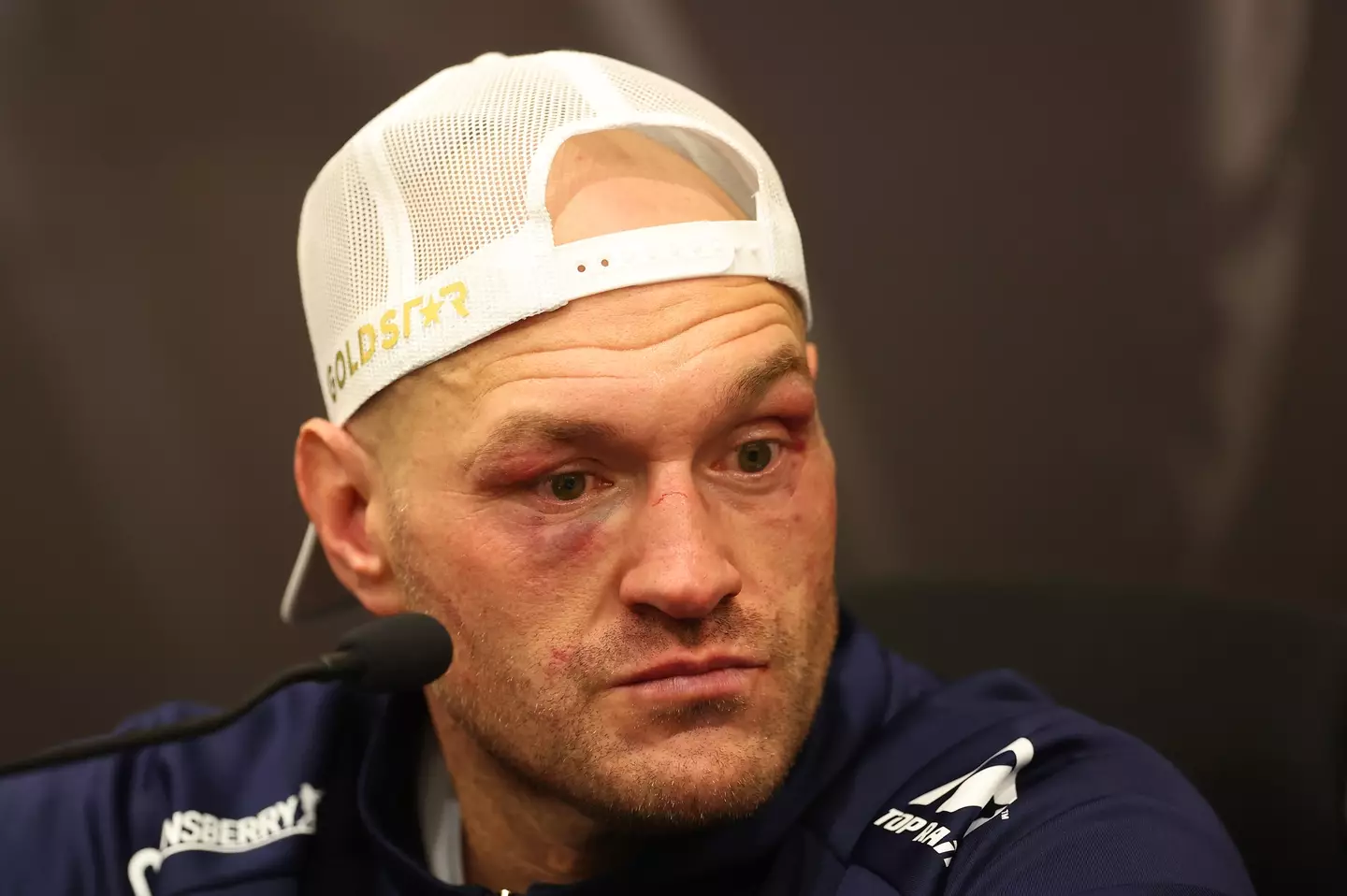Tyson Fury during his post-fight press conference. Image: Getty 