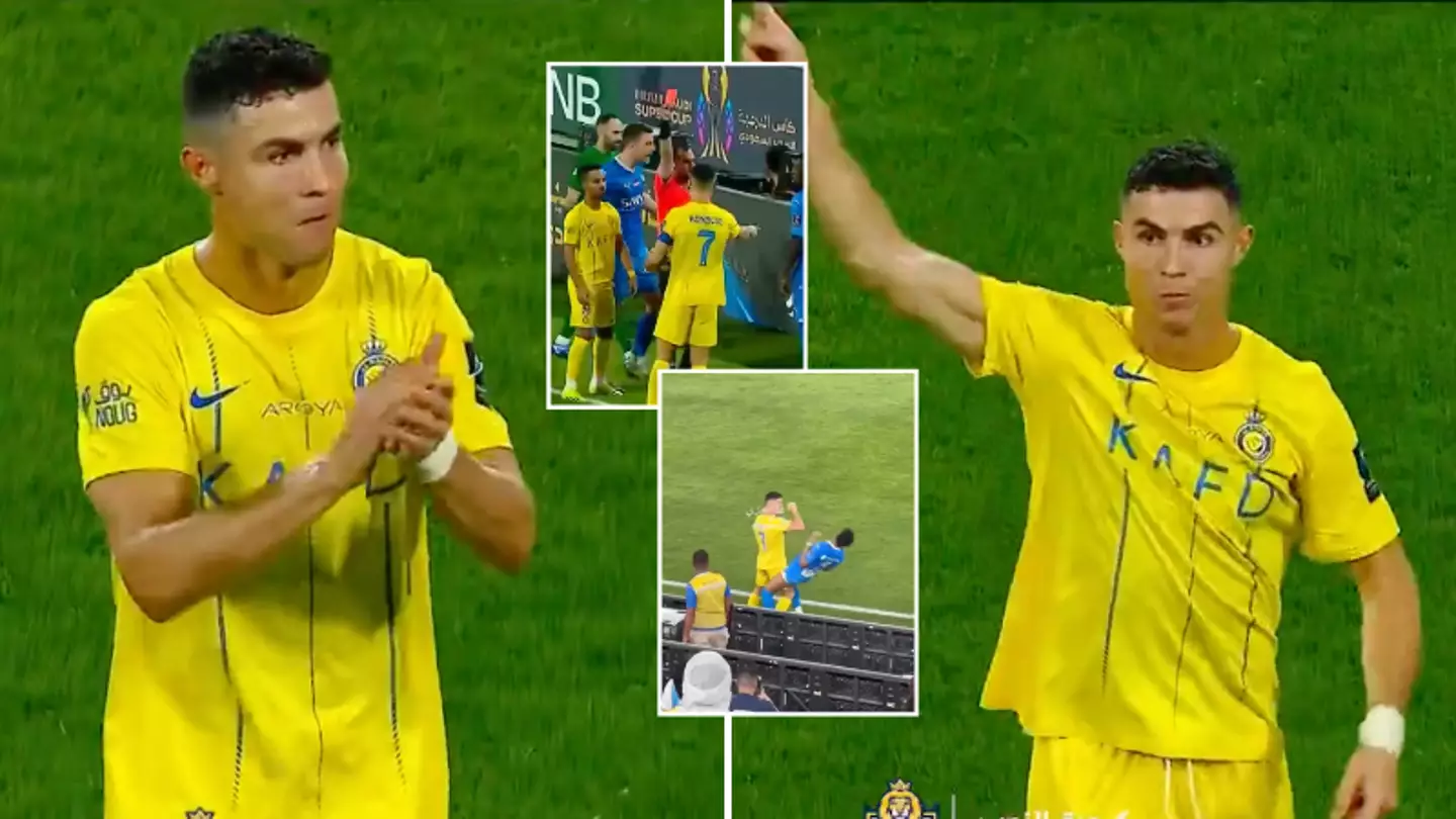 Al Hilal fans wind up Cristiano Ronaldo with chant after red card as Al Nassr star's furious response spotted