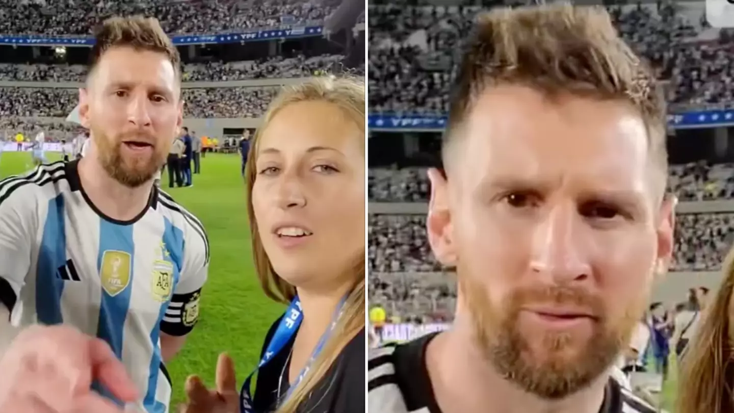 A fan meets Lionel Messi but she couldn’t figure out how to take a selfie, he's so patient