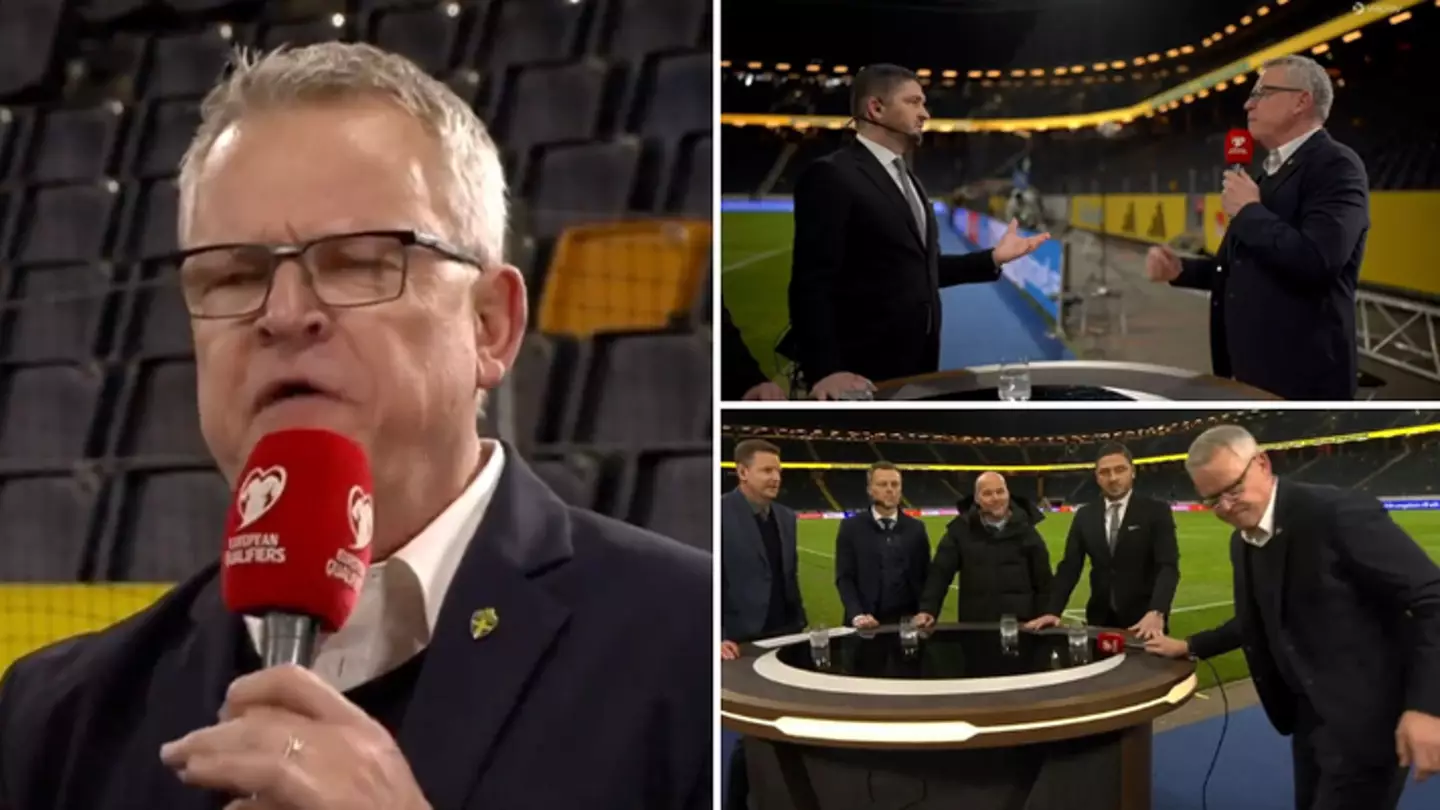 Furious Sweden manager storms off during live interview after accusing former Man United star of ‘talking c**p’