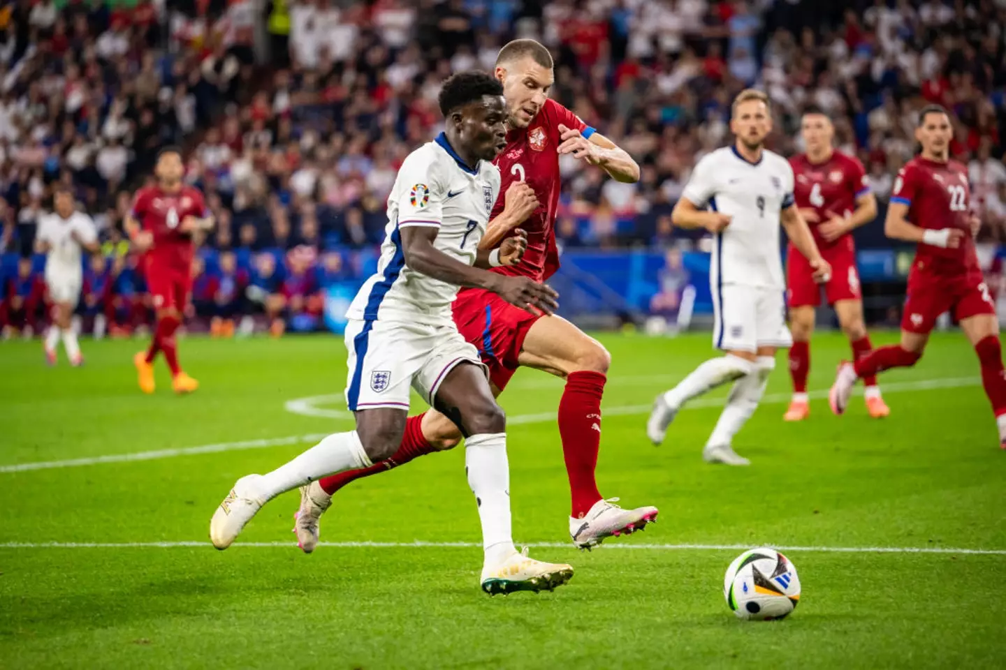 Bukayo Saka started on the right wing for England's 1-0 victory over Serbia at Euro 2024 (Image: Getty)