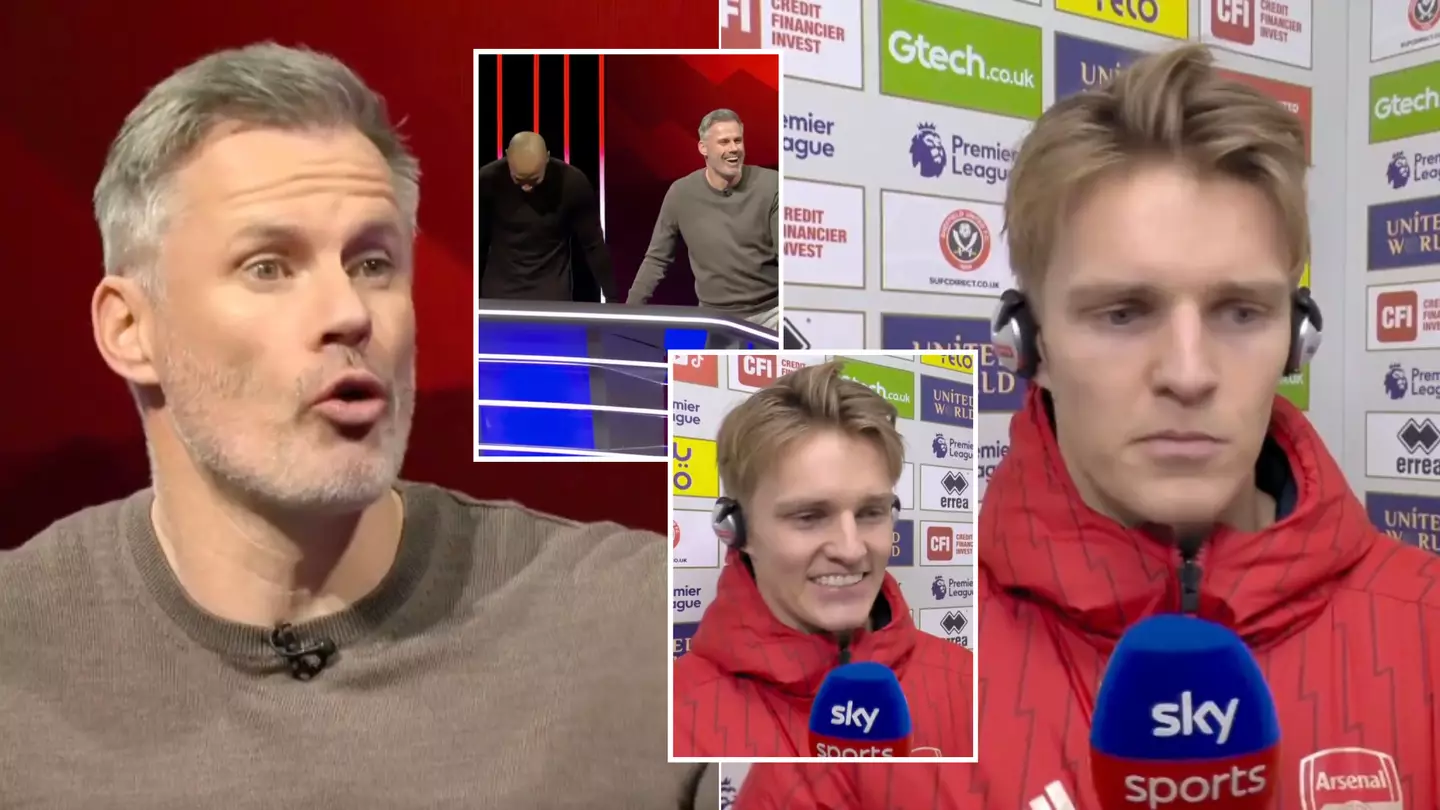 Jamie Carragher addresses elephant in the room during Martin Odegaard interview after Sheffield United rout