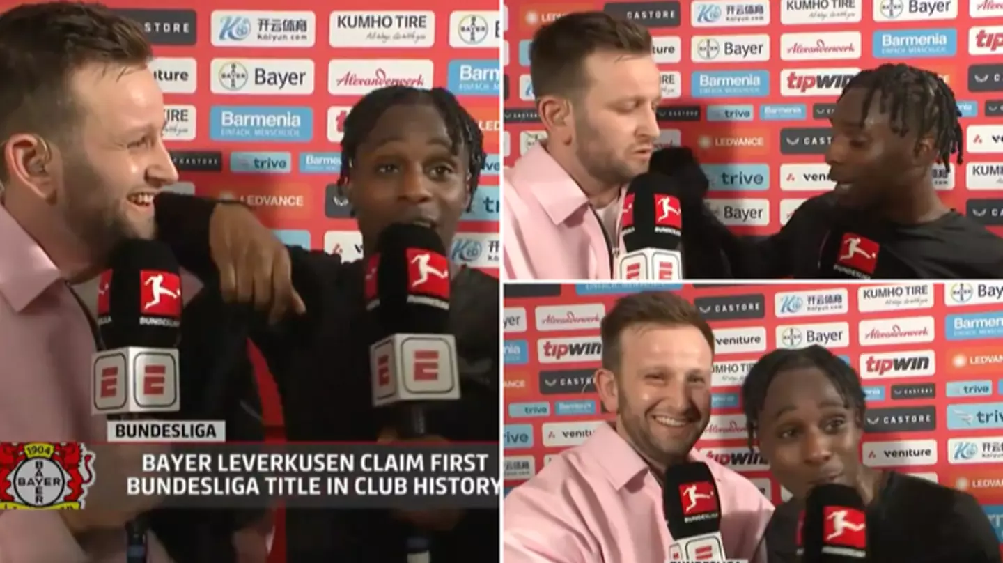 Jeremie Frimpong produced one of the all-time great interviews after Bayer Leverkusen’s title win