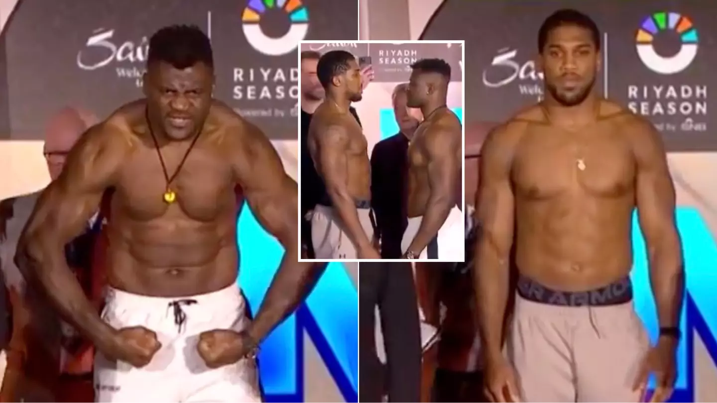 Boxing fans spot confusing Anthony Joshua optical illusion during Francis Ngannou face-off