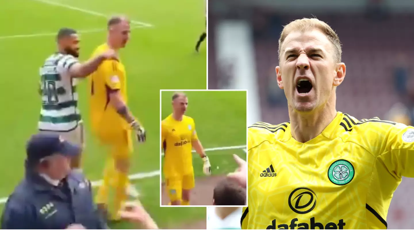 Footage shows Joe Hart had to dragged away from Hearts fans after conceding penalty
