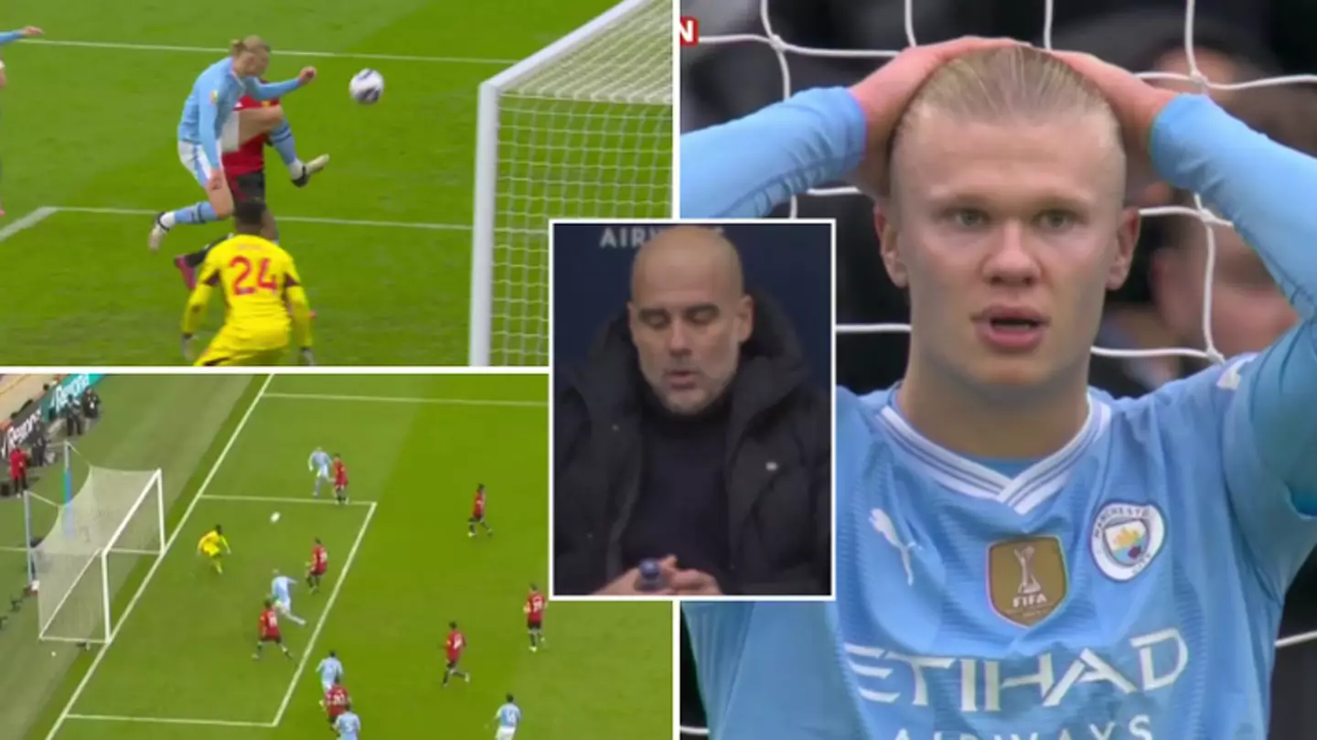 Erling Haaland produced miss of the season against Man United, Pep Guardiola could not believe it