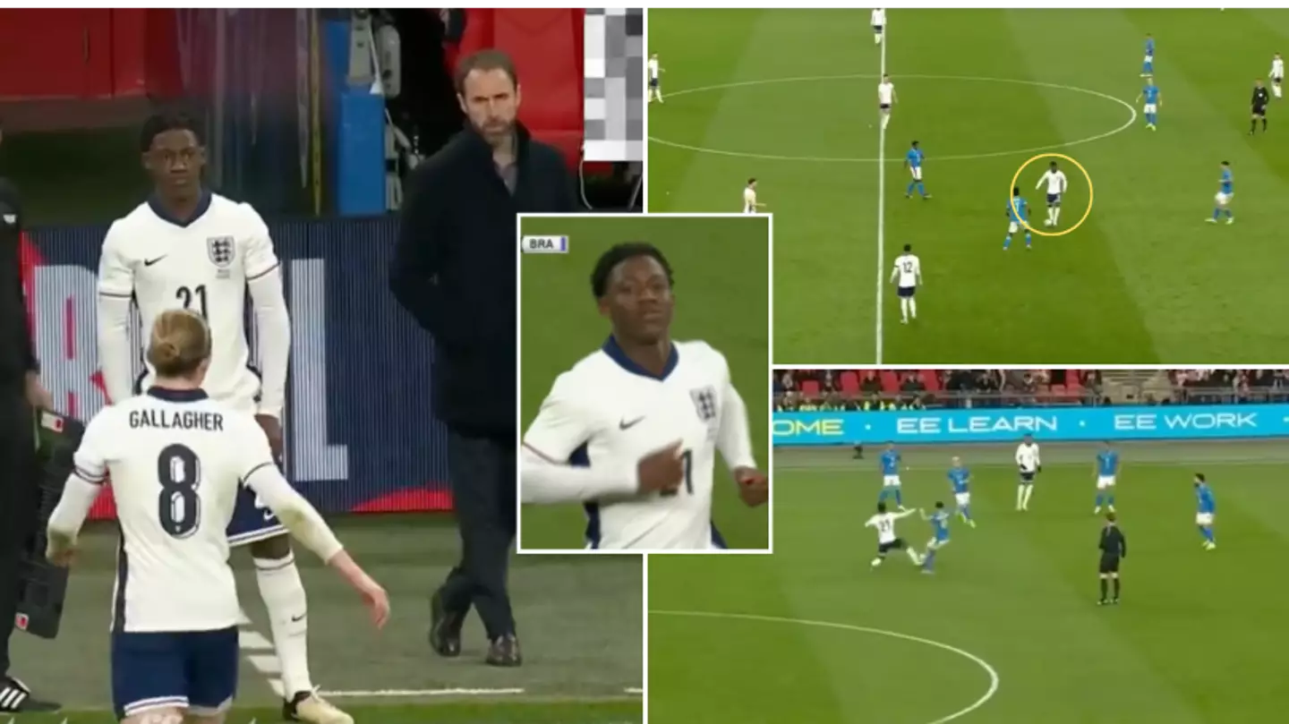 A compilation of Kobbie Mainoo's England debut vs Brazil is going viral, Declan Rice is a massive fan