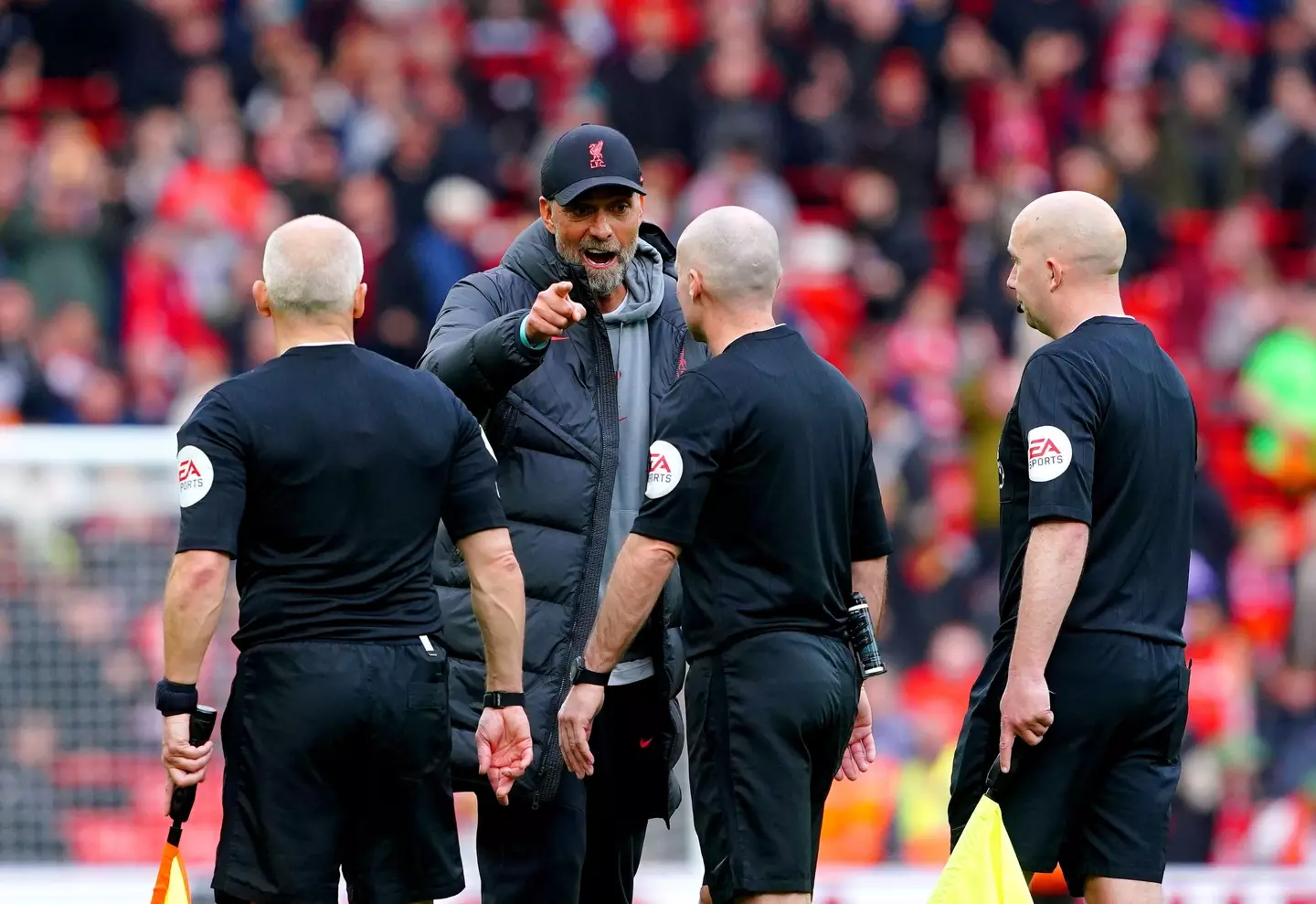 Jurgen Klopp confronts Paul Tierney at the end of the game. Image: Alamy 