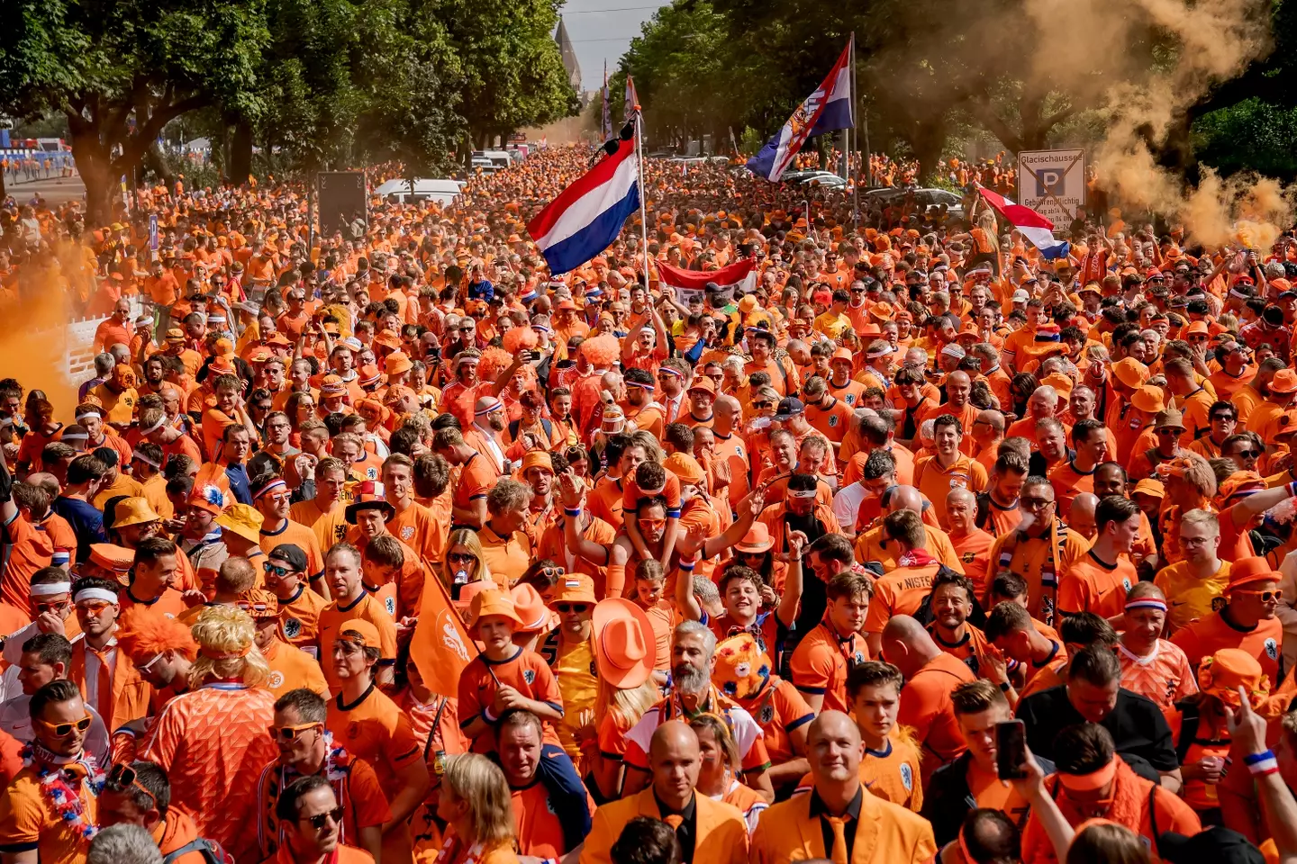 Dutch fans at a fan zone in Hamburg. Image: Getty 