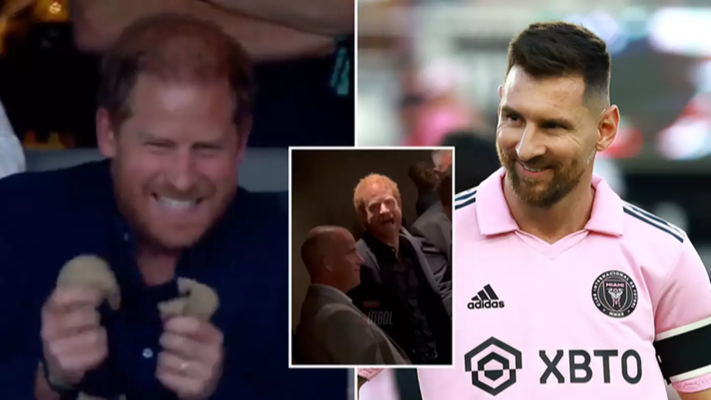 Prince Harry caught on camera fanboying over Lionel Messi & waiting to meet him at full-time