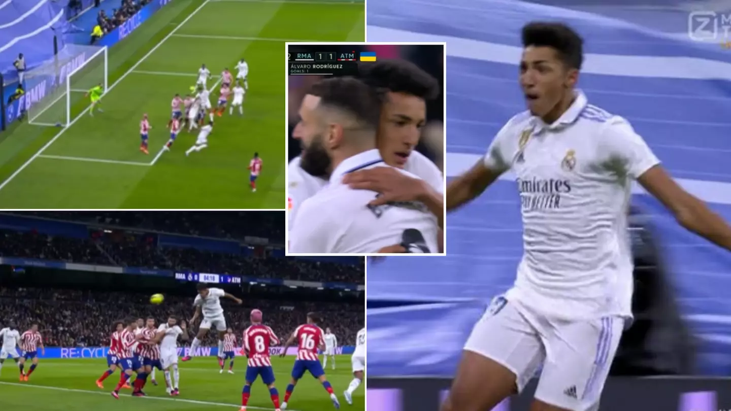 18-year-old Alvaro Rodriguez scores his first Real Madrid goal in 1-1 draw against Atletico Madrid, he's a future superstar