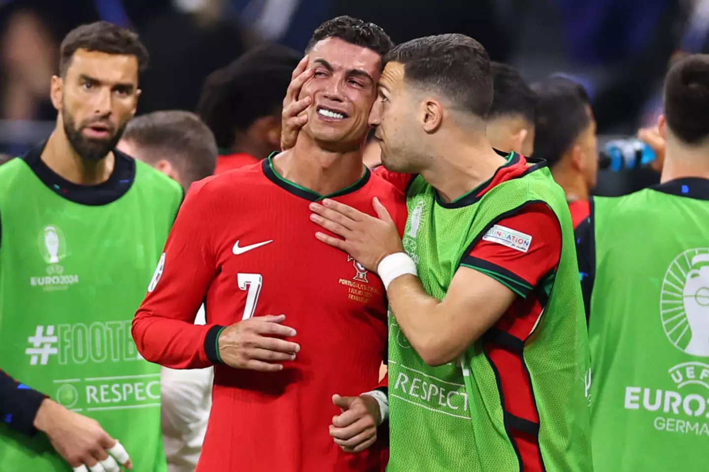 Cristiano Ronaldo couldn't hold back the tears after missing a penalty in the 105th minute that could have sealed their Euro 2024 progression. (Image: Getty)