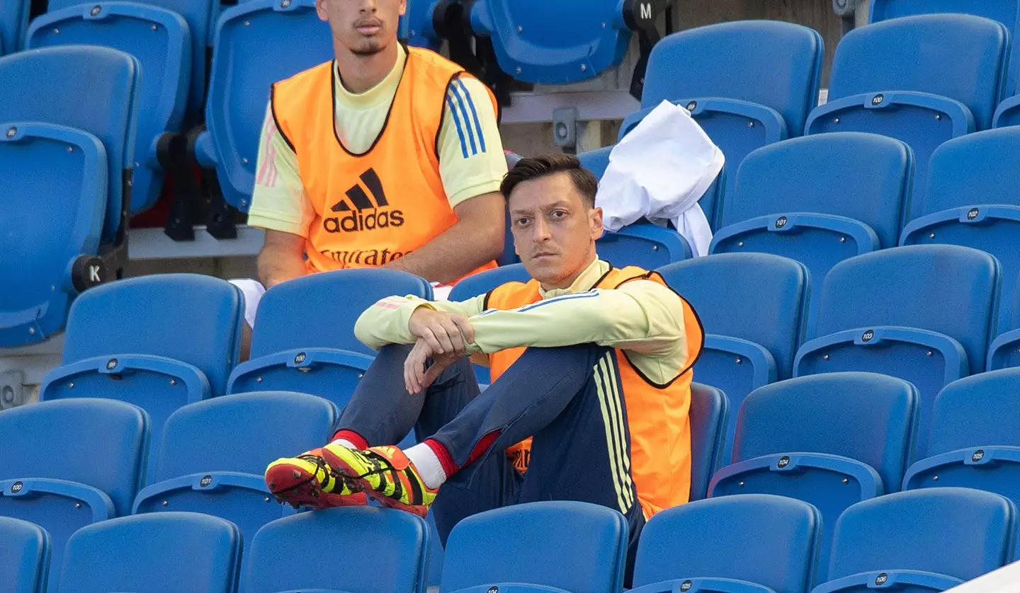 Ozil ended up sitting in the stands at Arsenal before finally being released by Mikel Arteta. Image: PA Images