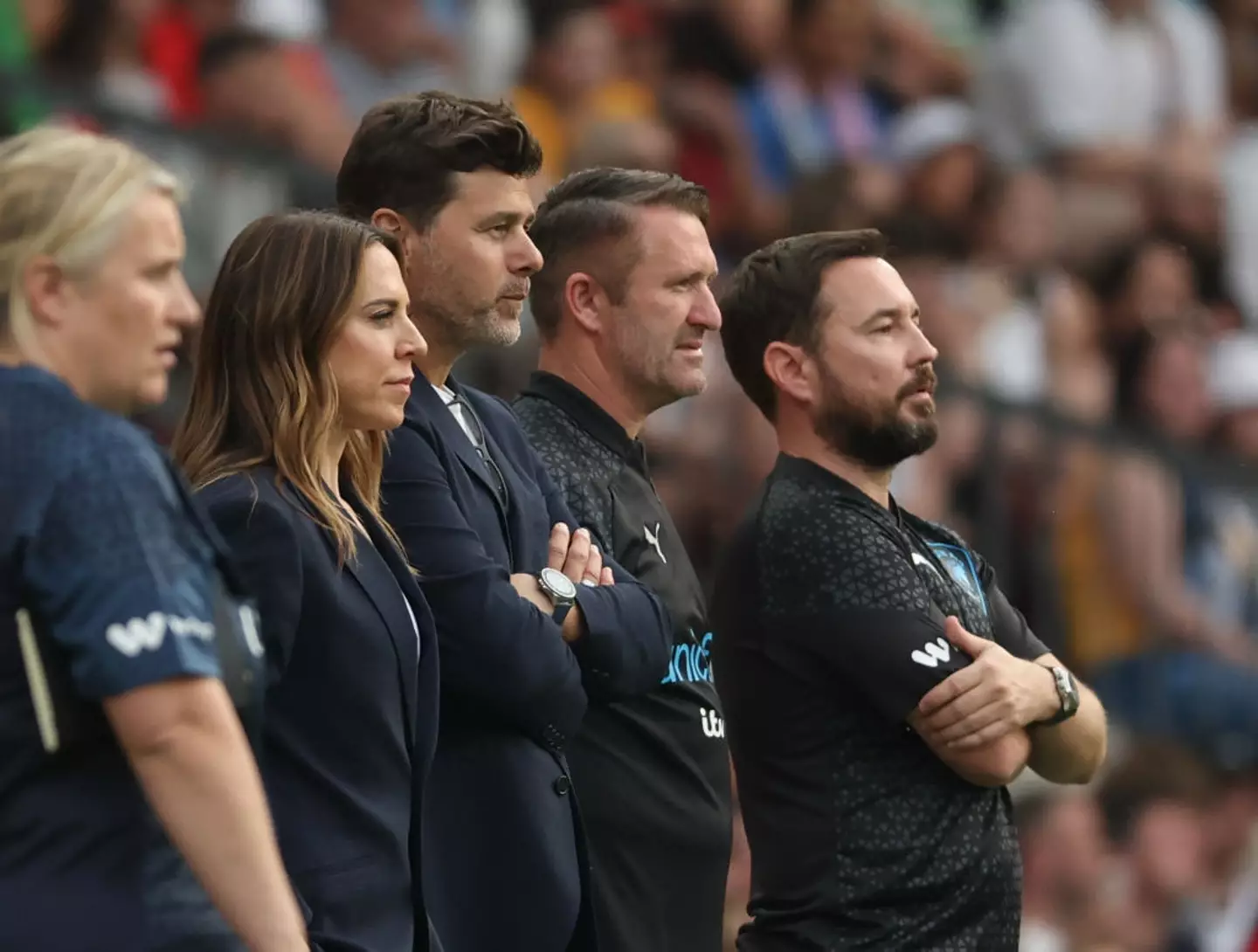 Mauricio Pochettino (centre) pictured at Soccer Aid 2023 alongside Emma Hayes, Mel C, Robbie Keane and Martin Compston (
