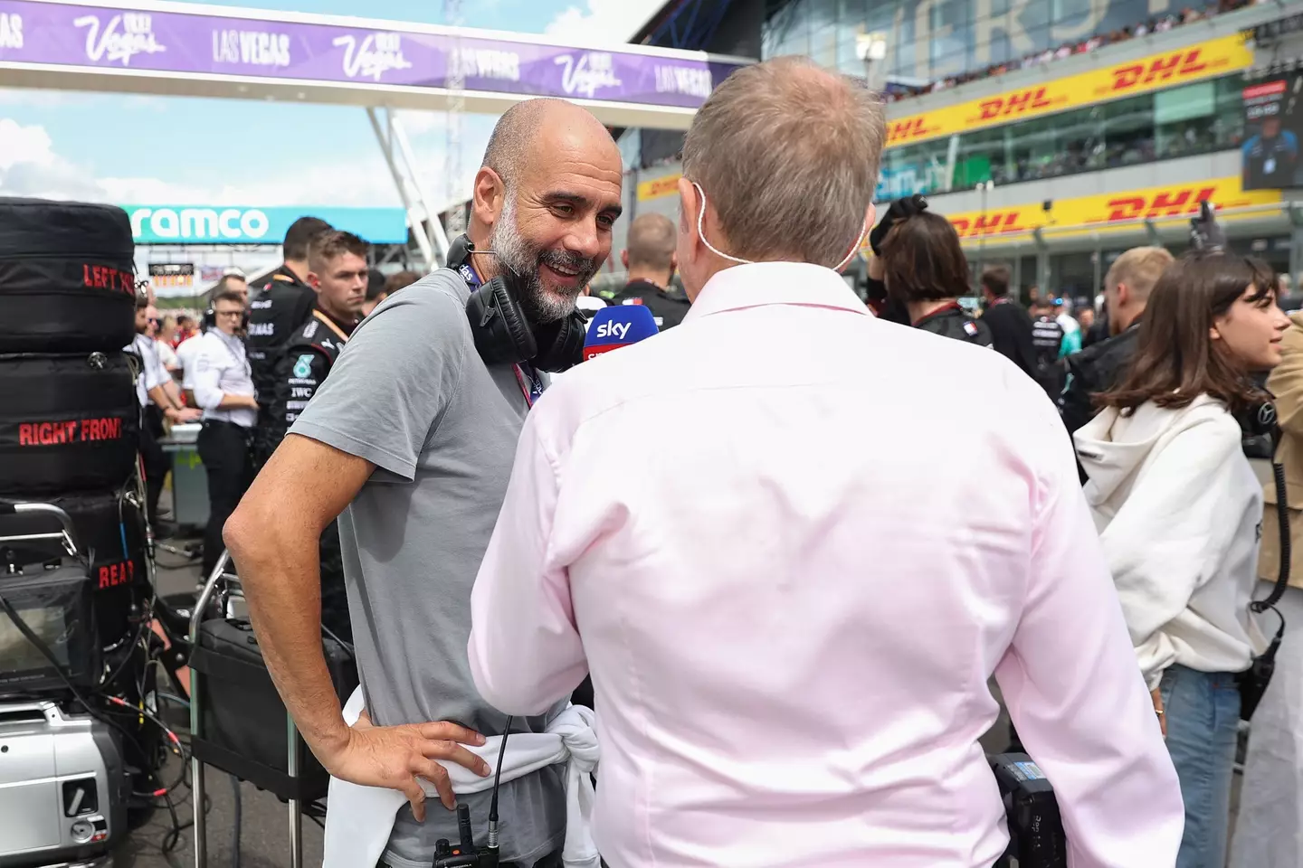 Pep Guardiola is just one of the many names Brundle has spoken to trackside. Image: Getty