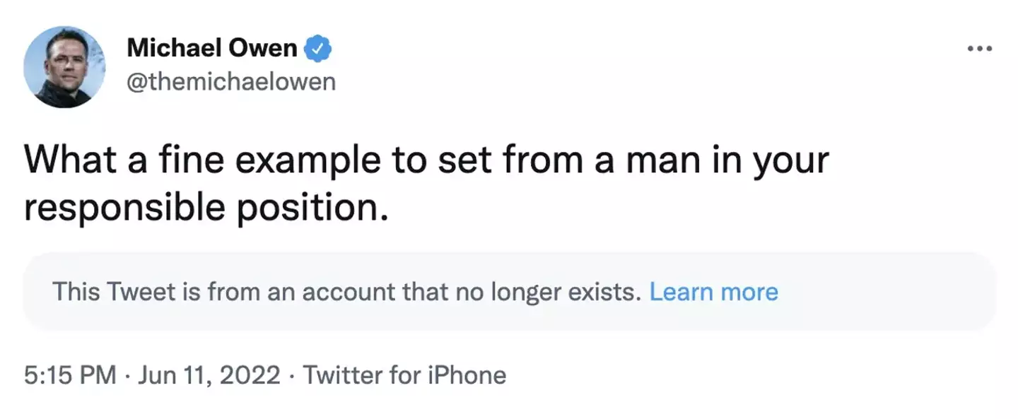 Owen's response to the now deleted tweet. Image: Twitter