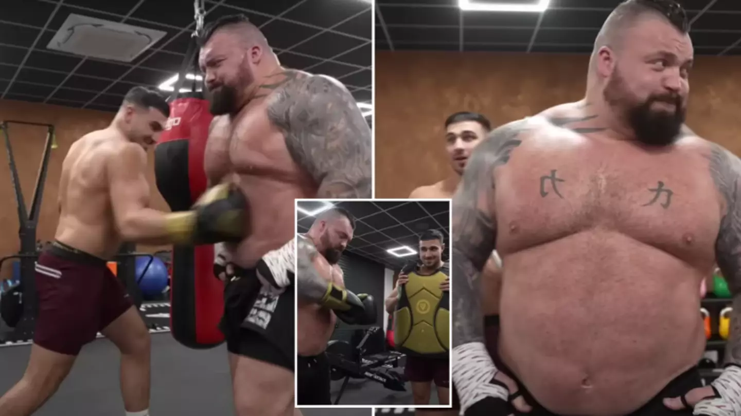 Eddie Hall takes full force of a Tommy Fury punch