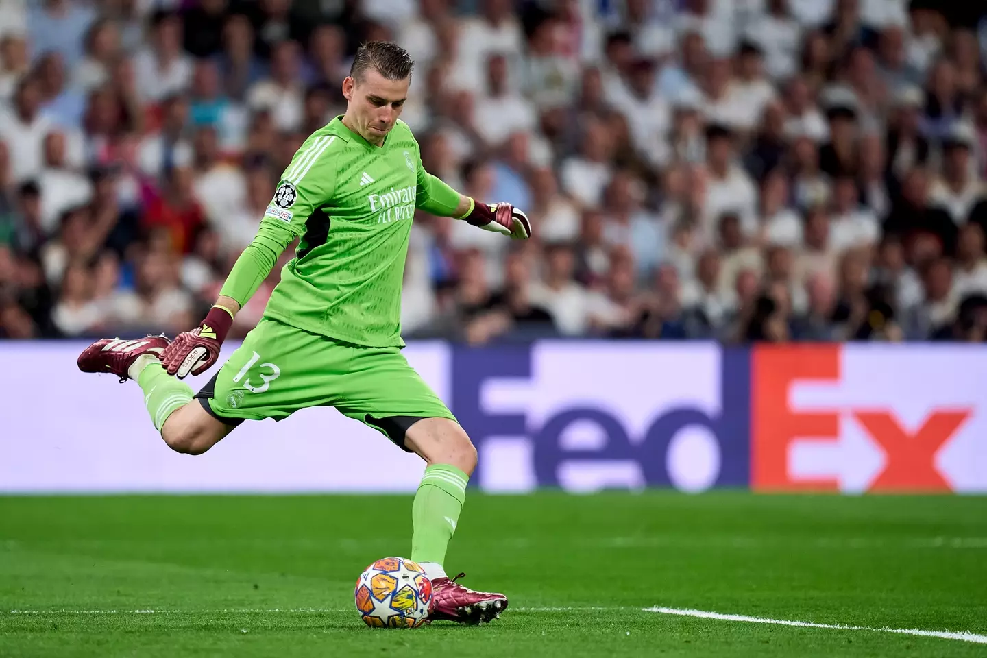 Andriy Lunin in action for Real Madrid. Image: Getty 