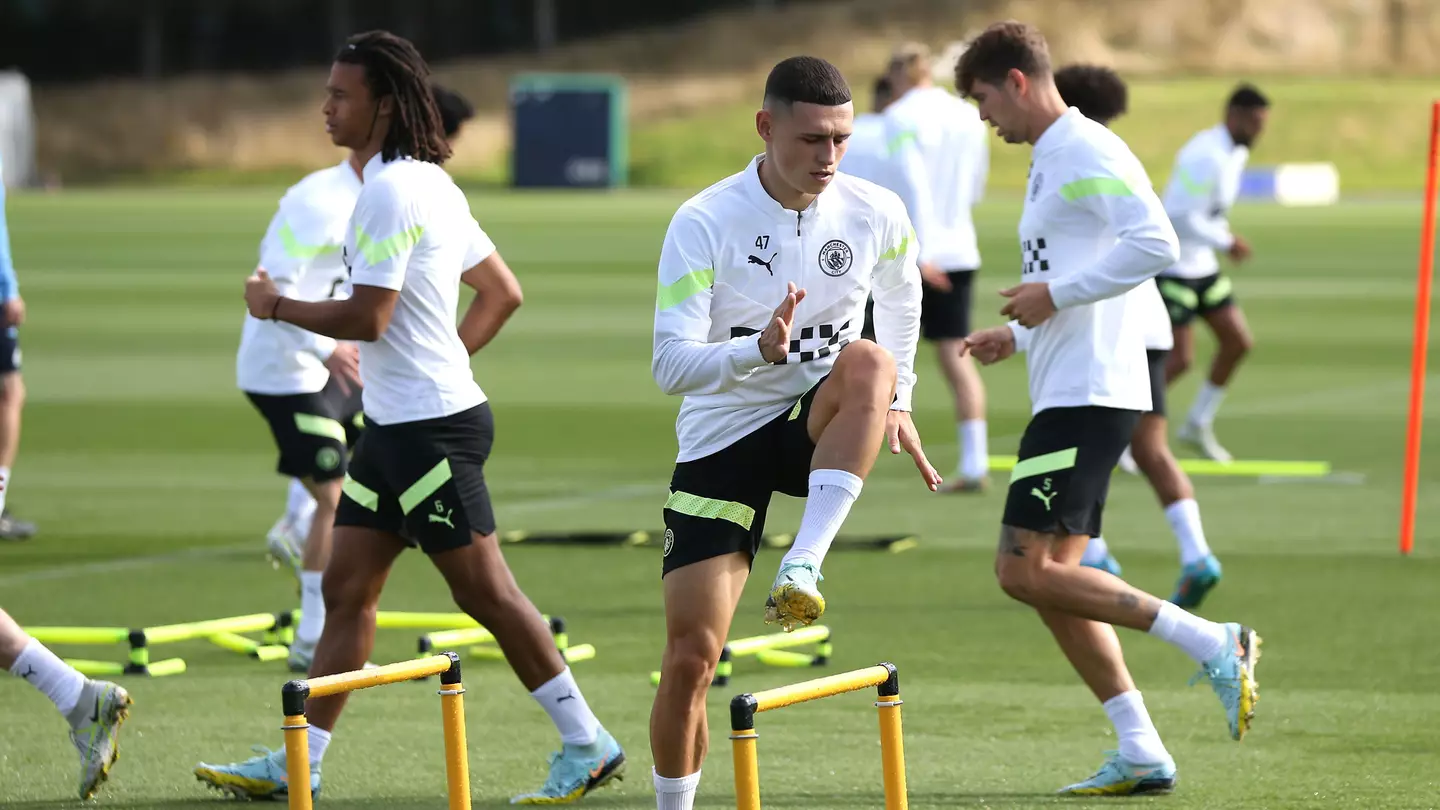Manchester City in Champions League training.