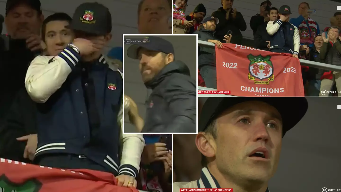 Ryan Reynolds and Rob McElhenney in tears after Wrexham gain promotion