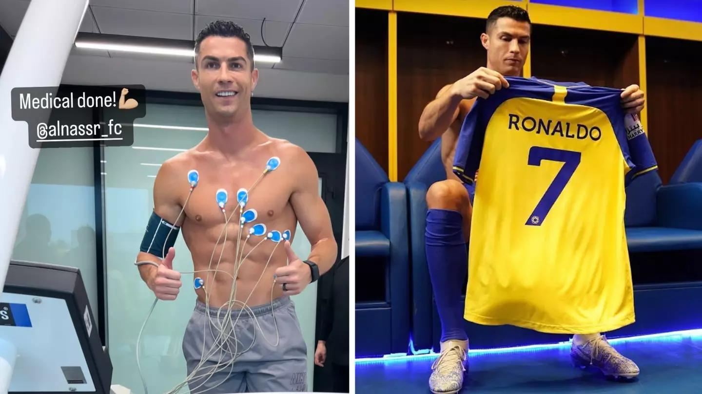 Cristiano Ronaldo shows off his incredible physique as he passes his medical test in Saudi Arabia