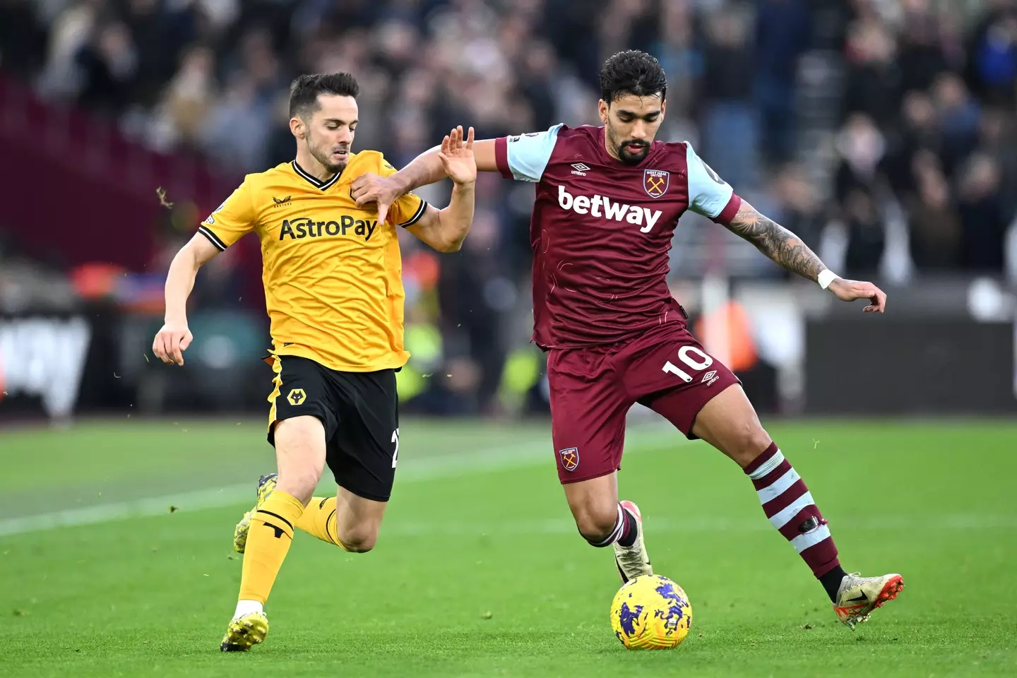 Lucas Paqueta in action for West Ham United. Image: Getty 