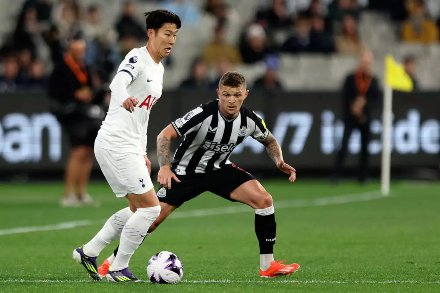 Son Heung-min and Kieran Trippier in action during the Newcastle vs Tottenham friendly at the Melbourne Cricket Ground (