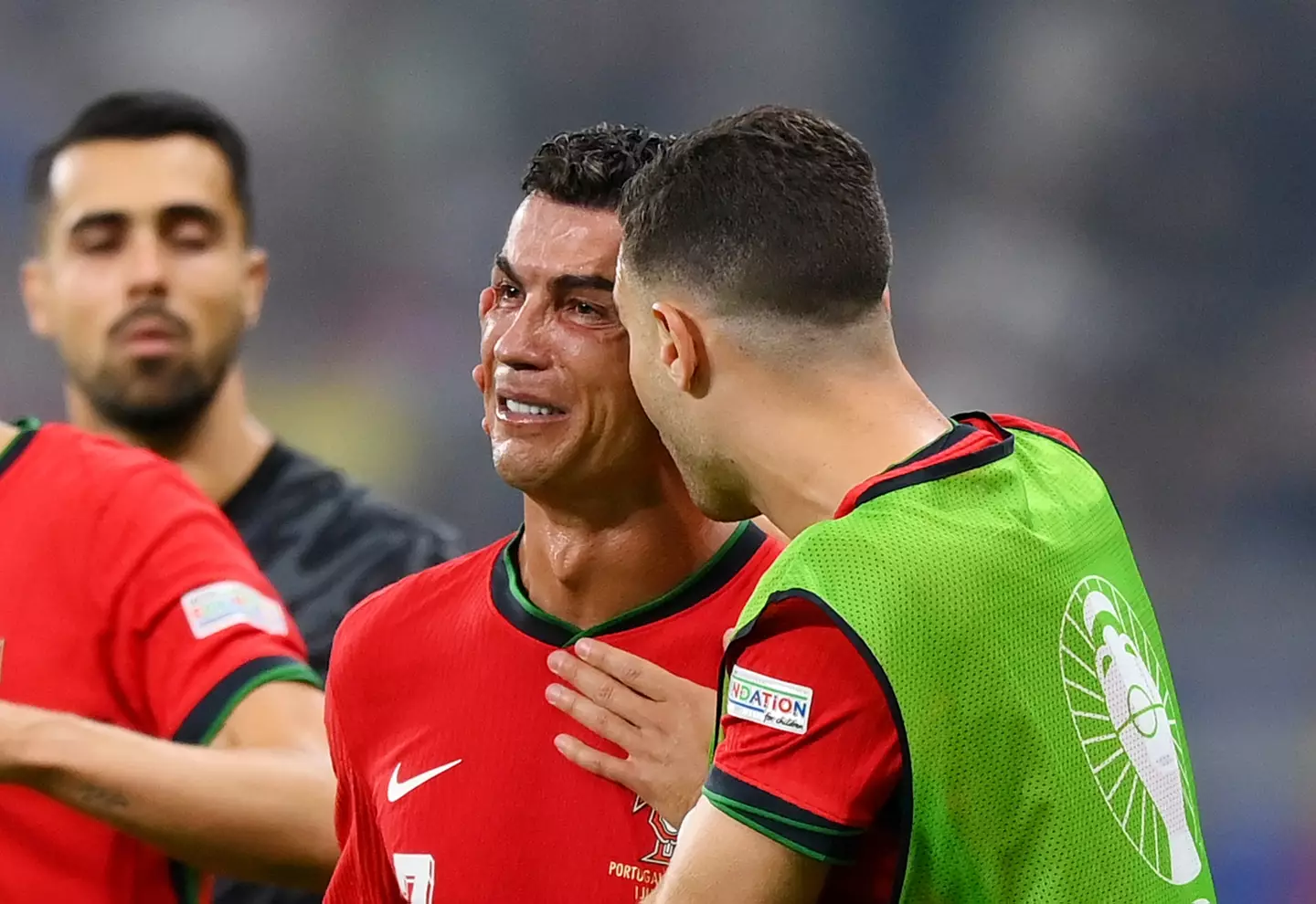 Cristiano Ronaldo was reduced to tears during Portugal's game against Slovenia at Euro 2024. Image: Getty 