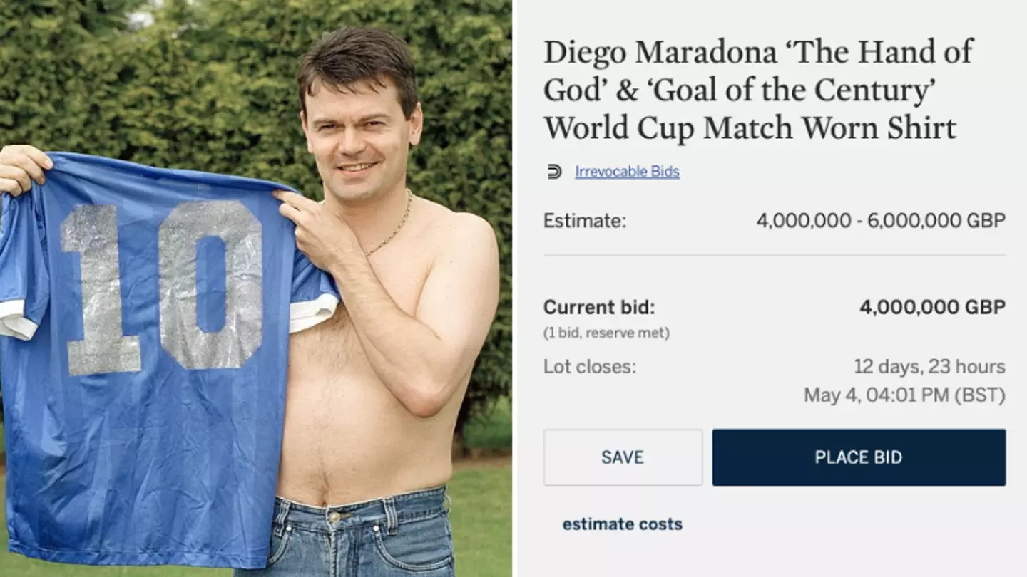 Diego Maradona 'Hand Of God' Shirt Worn Vs England To Be Sold For More Than £4 Million