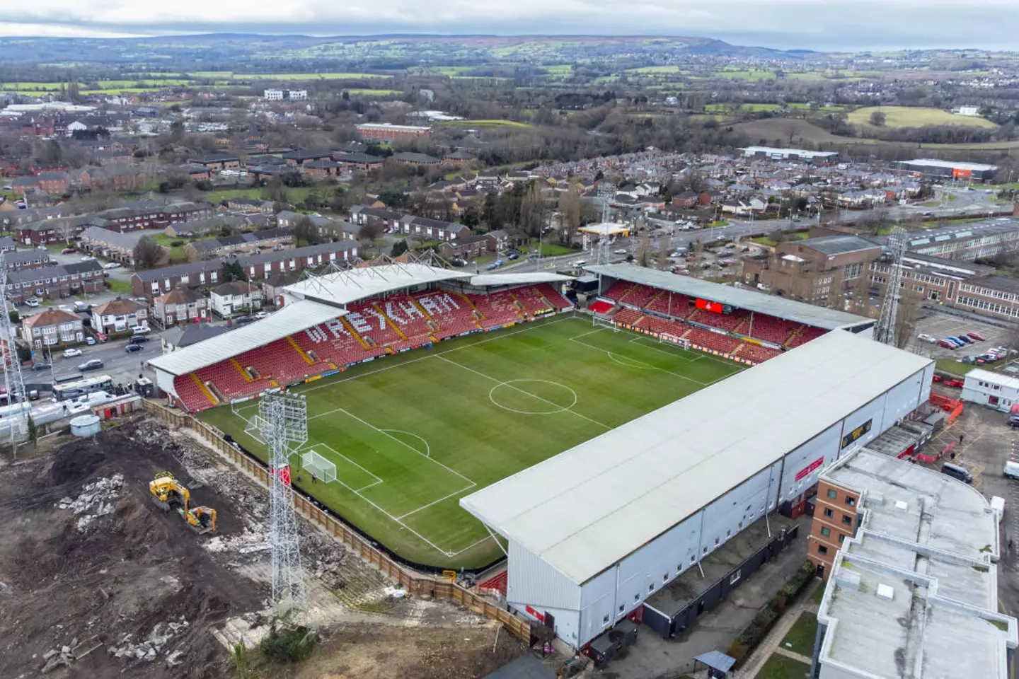 An aerial view of Wrexham's Racecourse Ground (