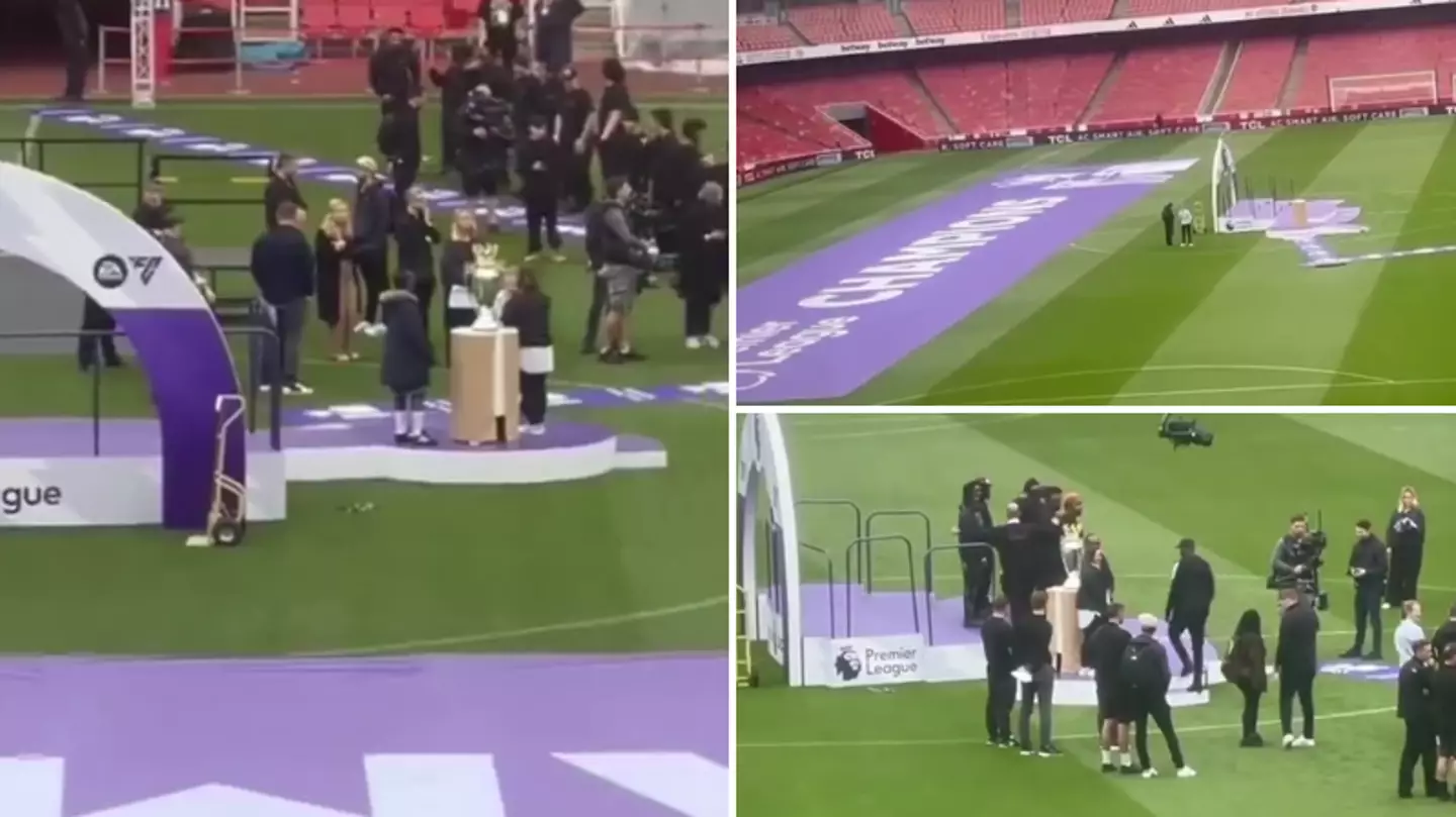 Leaked footage shows Arsenal during a rehearsal for a Premier League trophy presentation inside the Emirates