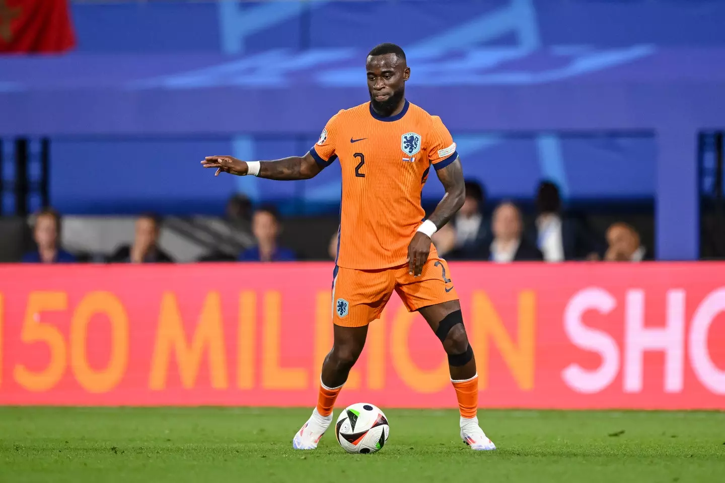 Lutsharel Geertruida in action for the Netherlands at Euro 2024. Image: Getty 