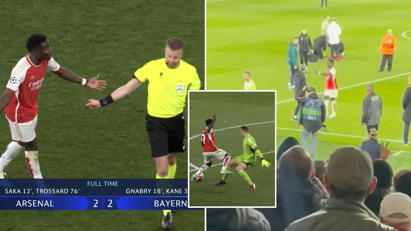 Bukayo Saka was absolutely convinced referee should have given 95th minute penalty vs Bayern Munich