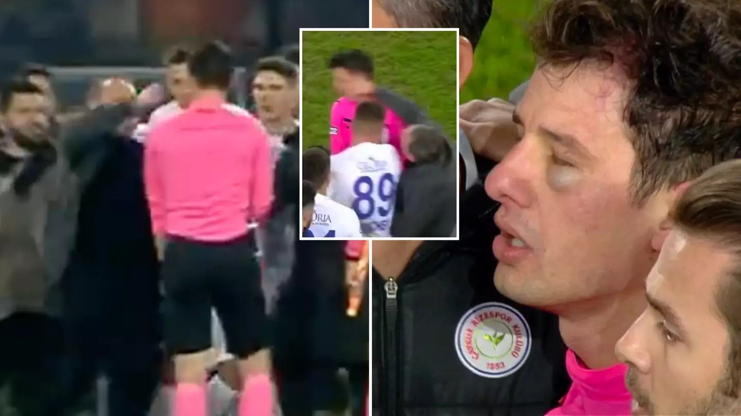 Shocking scenes as referee punched and kicked after Turkish Super Lig match