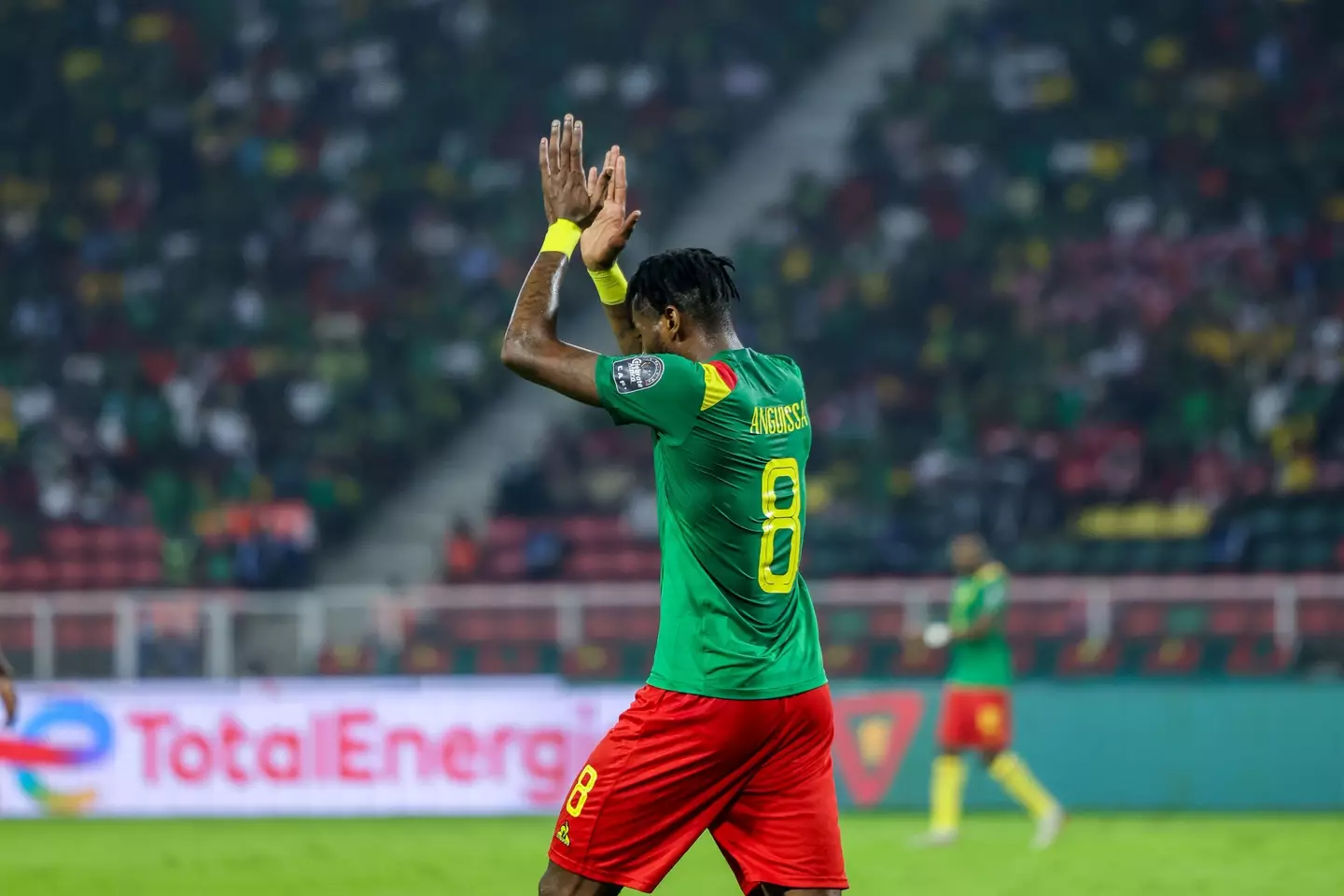 Andre Zambo Anguissa of Cameroon during the Africa Cup of Nations play offs semi final match between Cameroon and Egypt. Image credit: Alamy