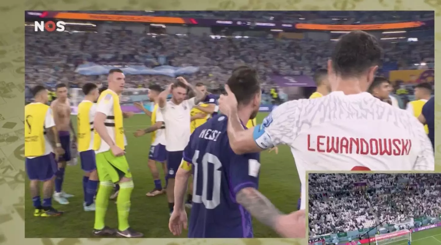 Messi and Lewandowski at full-time. (Image