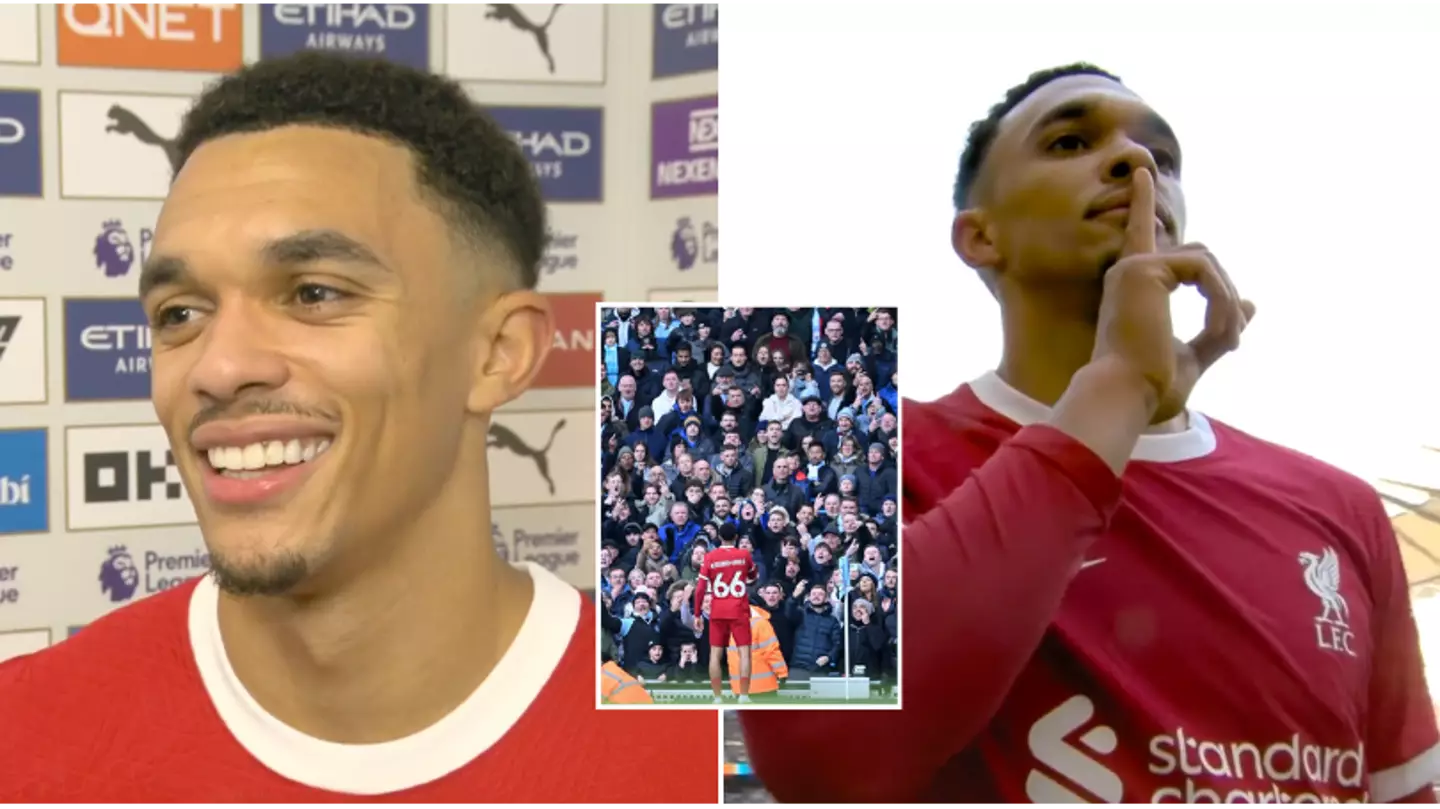 Trent Alexander-Arnold says celebration in front of the Man City fans was 'funny' during post-match interview