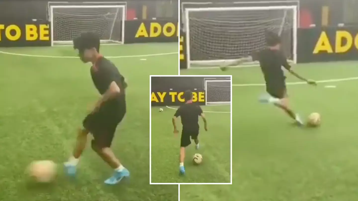 Cristiano Ronaldo Jr. Replicates His Dad's Iconic Stepovers Before Ripping The Net Off With Outrageous Strike