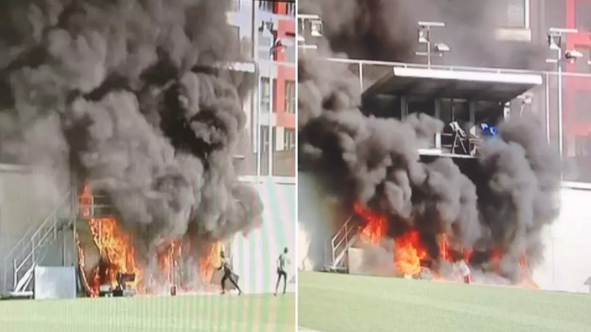Fire breaks out during LIVE report at stadium due to host Andorra vs  England 🔥🤯 