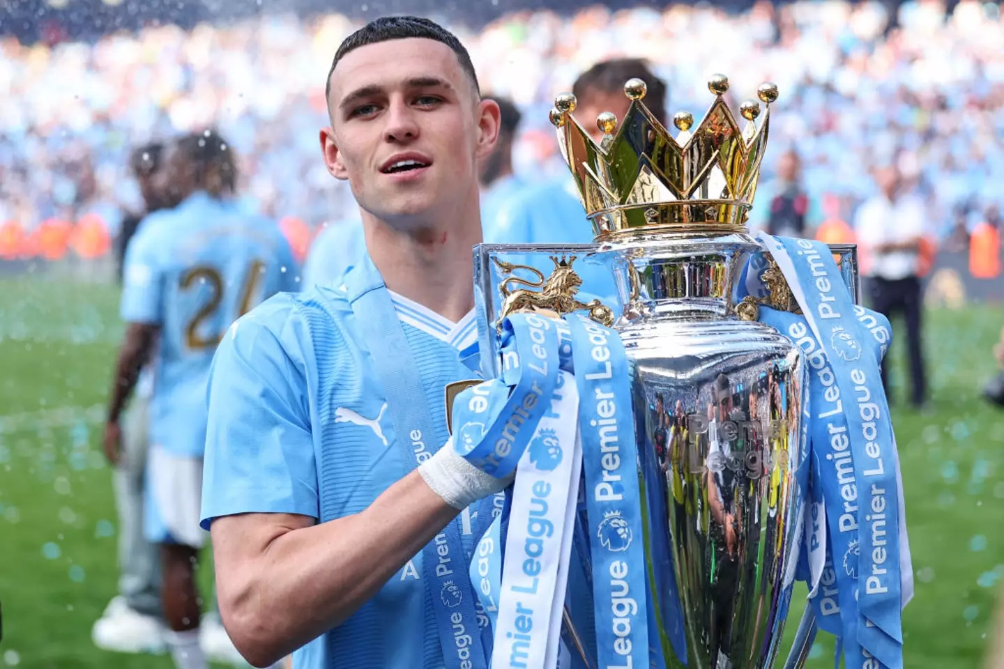 Foden has won a fourth consecutive Premier League title with Man City (Image: Getty)