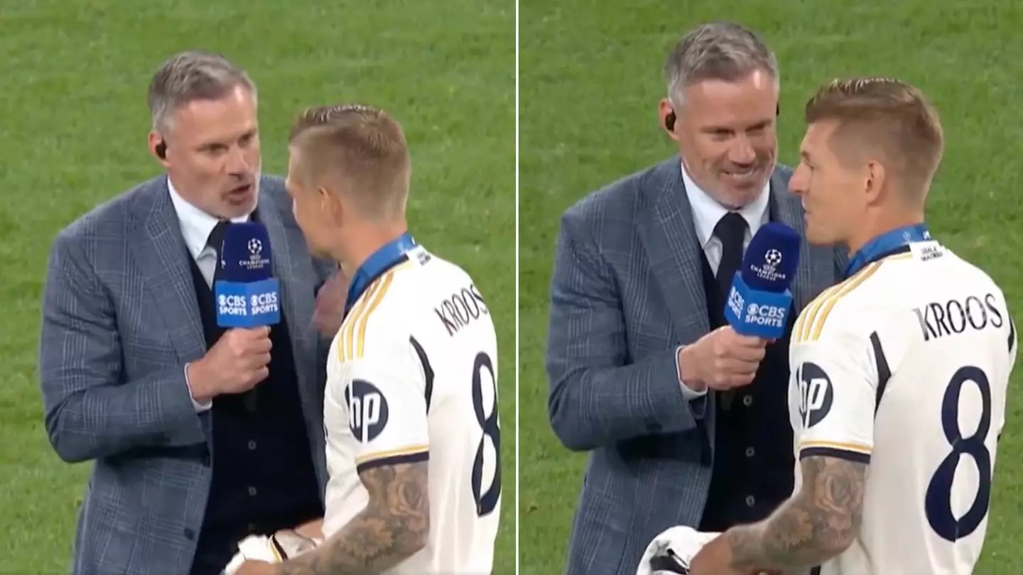 Jamie Carragher was told off during interview with Toni Kroos after final ever game