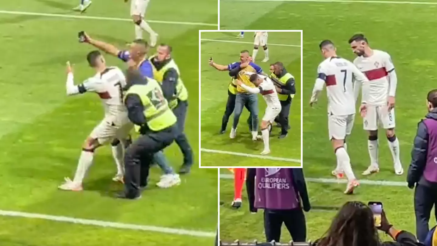 Cristiano Ronaldo 'hurt' by pitch invader during Portugal win over Bosnia