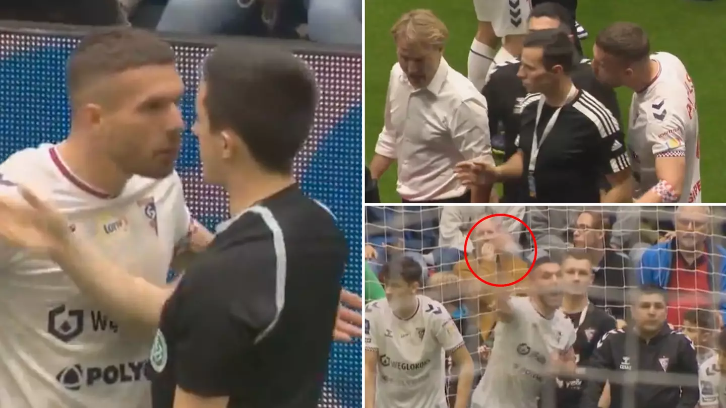Lukas Podolski managed to get himself sent off in his own charity football match
