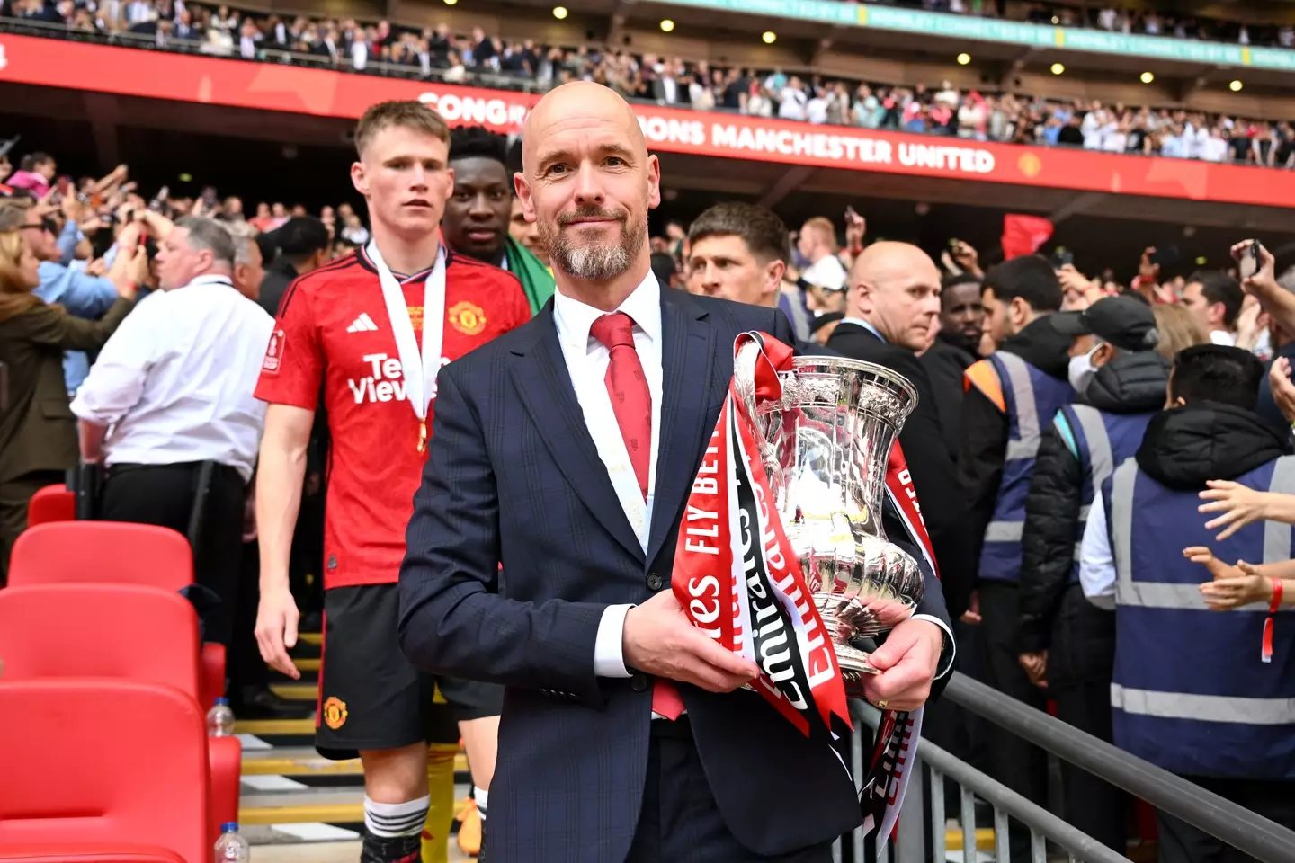 Ten Hag has become the first United manager since Ferguson to win silverware in successive seasons (Getty)