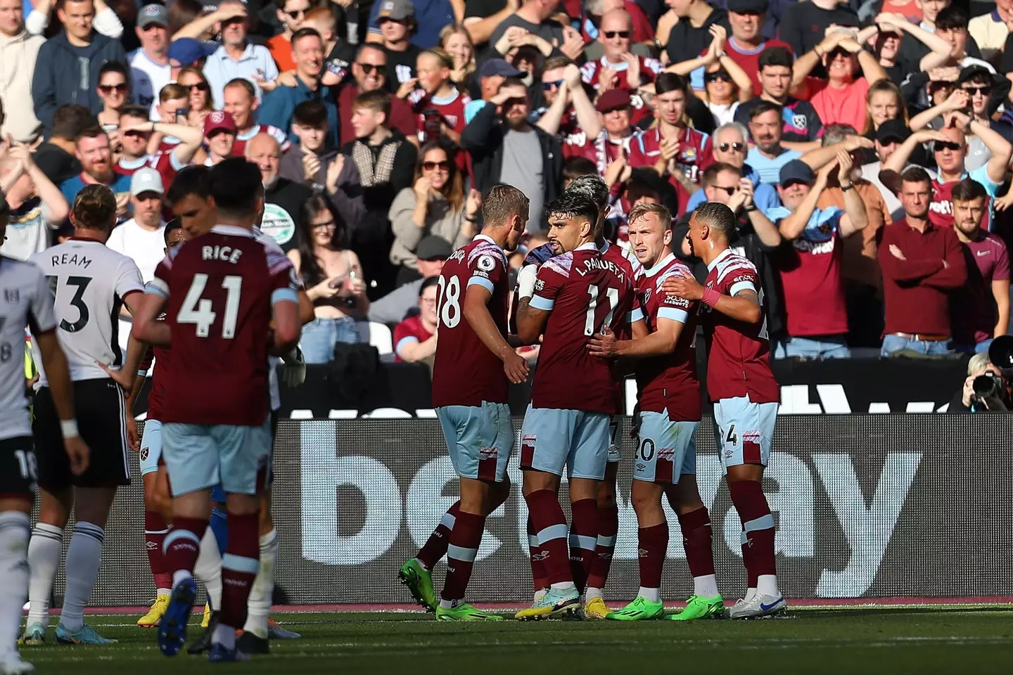 West Ham, whose fixture could be affected by the coronation, celebrate a goal [Image