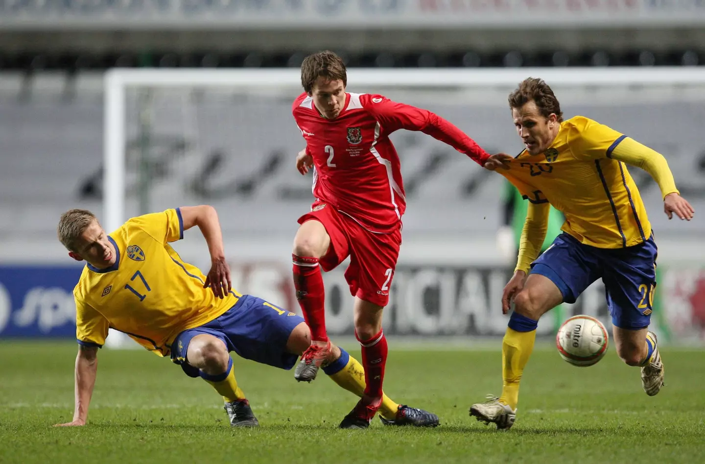 Pontus Wernbloom and Tobias Hysen in action for Sweden in a clash against Wales. Image credit: Alamy
