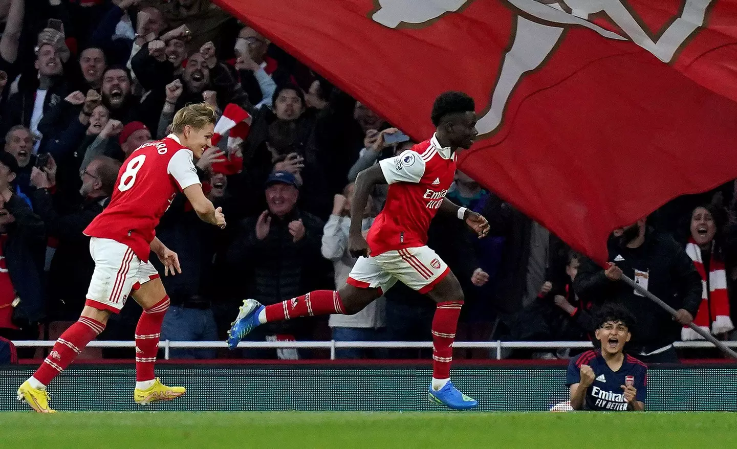 Bukayo Saka scored a brace in Arsenal's 3-2 win against Liverpool on Sunday. Image: Alamy