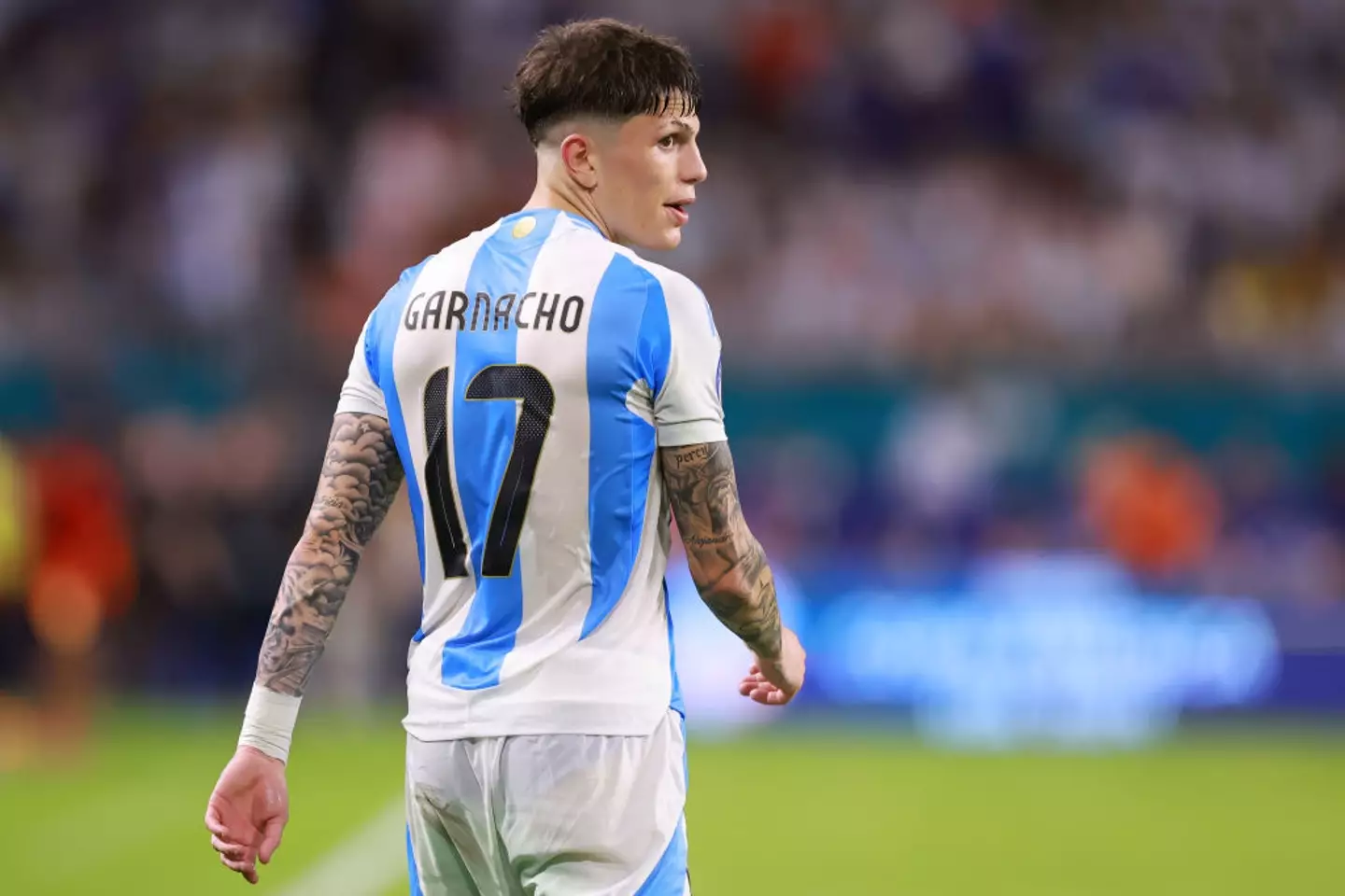 Alejandro Garnacho made his first Copa America start on Sunday, as Argentina won 2-0. (Image: Getty)